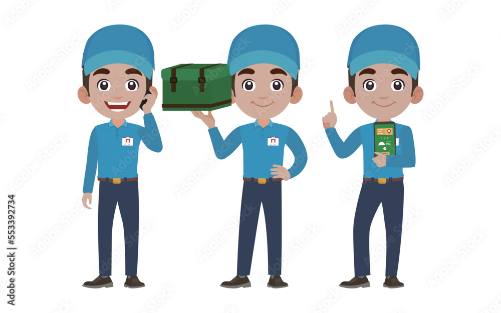 Delivery staff with different poses Delivery staff with different poses