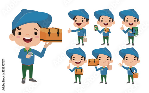 Delivery staff with different poses