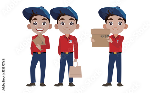 Delivery staff with different poses