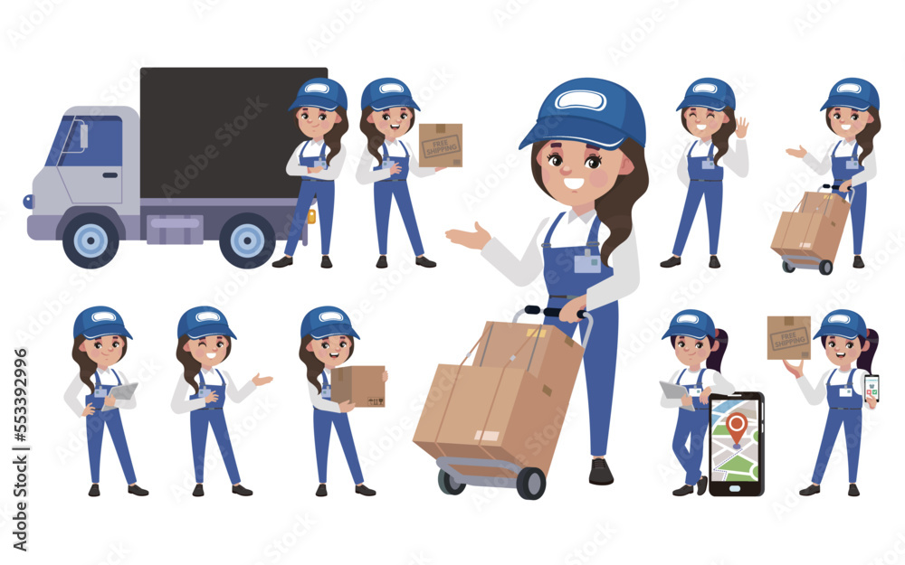Delivery staff with different poses
