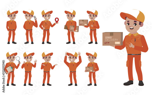 Delivery staff with different poses