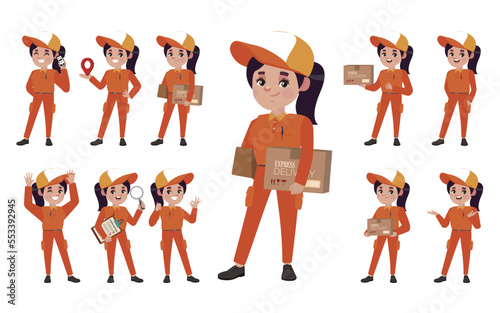 Delivery staff with different poses
