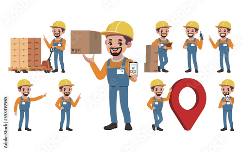 Delivery staff with different poses