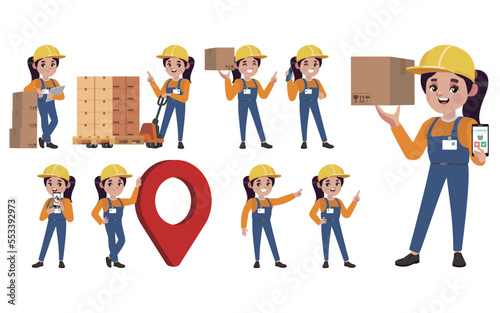 Delivery staff with different poses

