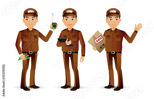 Delivery staff with different poses