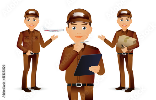 Delivery staff with different poses