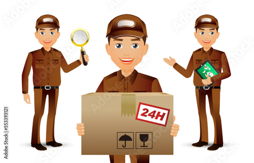 Delivery staff with different poses