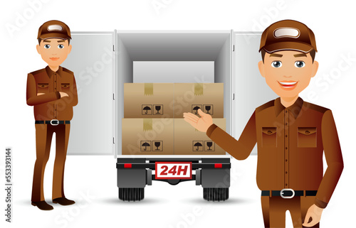 Delivery staff with different poses