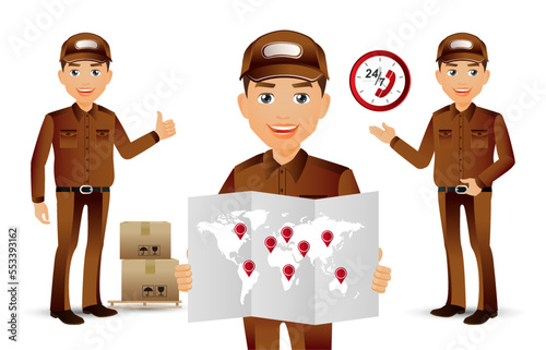 Delivery staff with different poses