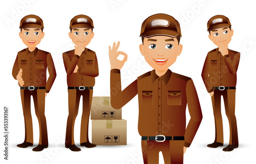 Delivery staff with different poses