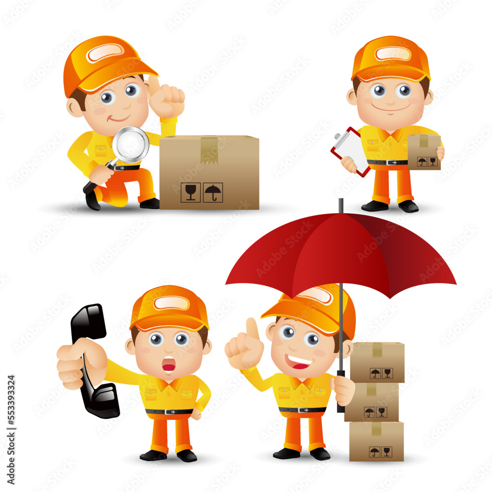 Delivery staff with different poses Delivery staff with different poses
