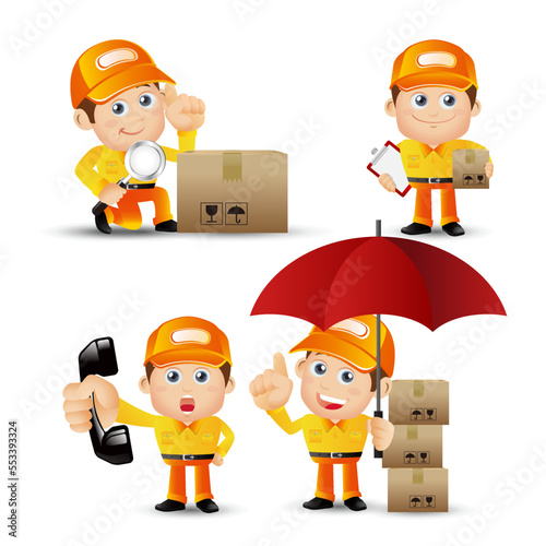 Delivery staff with different poses