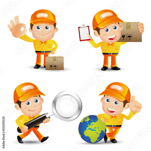 Delivery staff with different poses