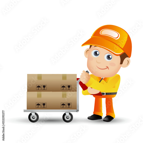 Delivery staff with different poses