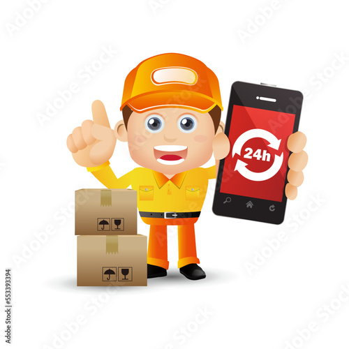 Delivery staff with different poses