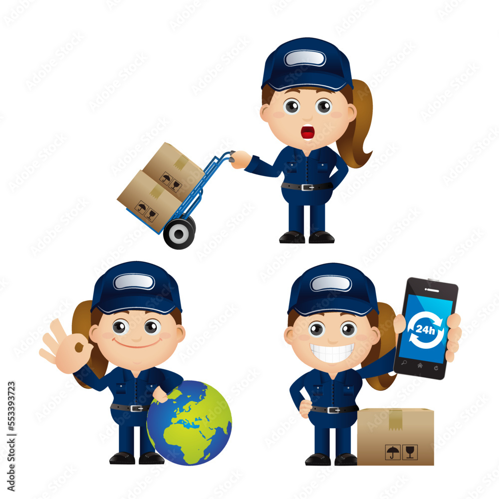 Delivery staff with different poses
Delivery staff with different poses