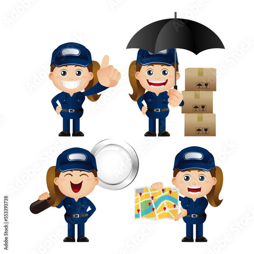 People Set - Profession - Delivery person set 