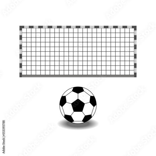 Isolated football goal with soccer net and ball