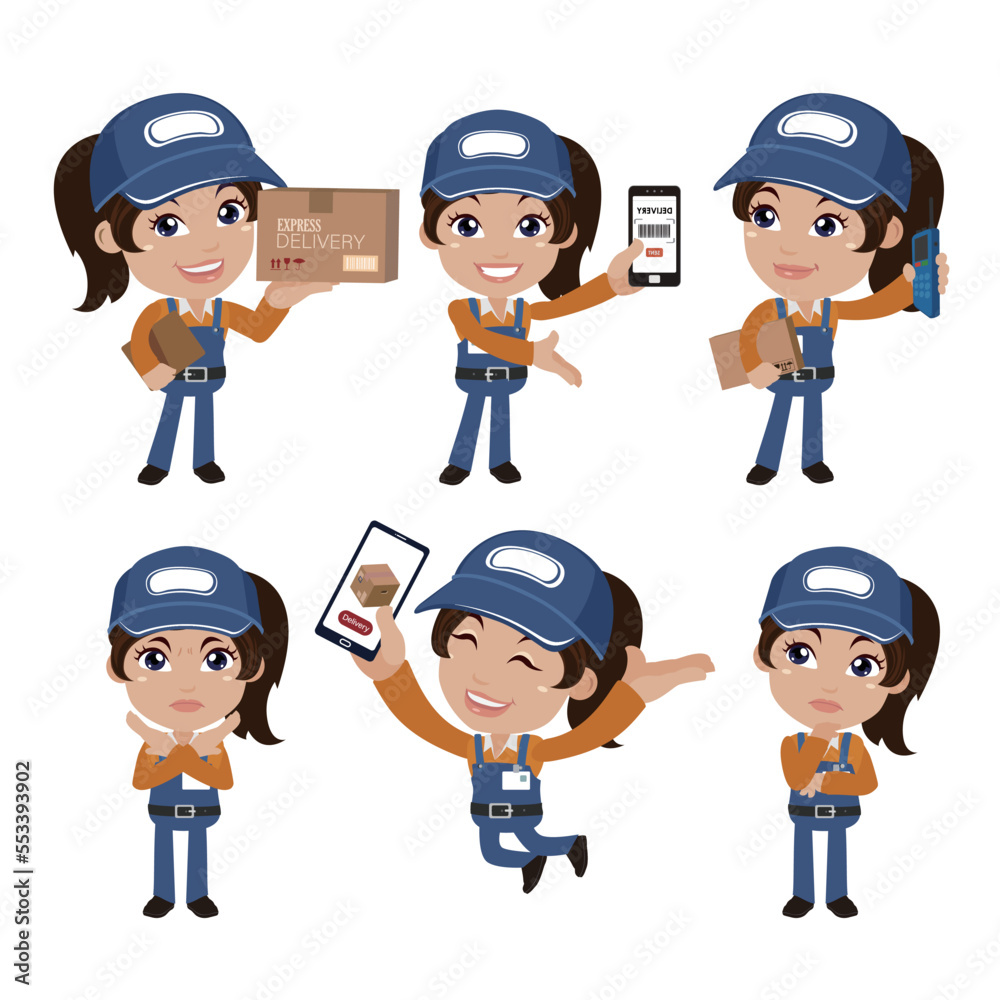 People Set - Profession - Delivery person set People Set - Profession - Delivery person set