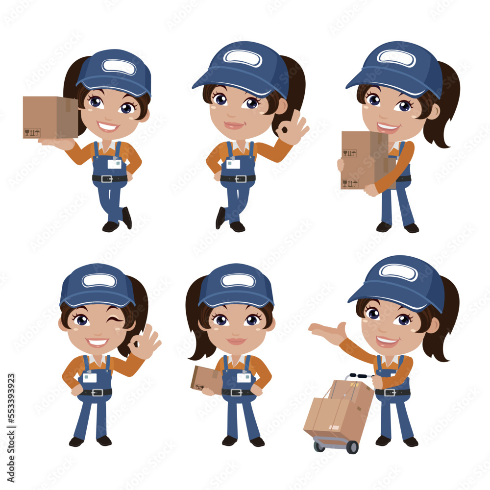 People Set - Profession - Delivery person set 