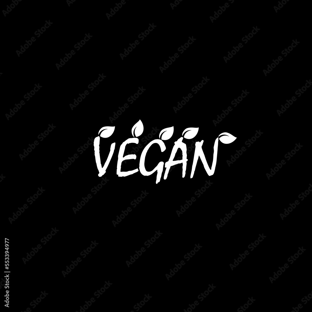 Vegan diet logo with leaf icon isolated on dark background Vegan diet logo with leaf icon isolated on dark background