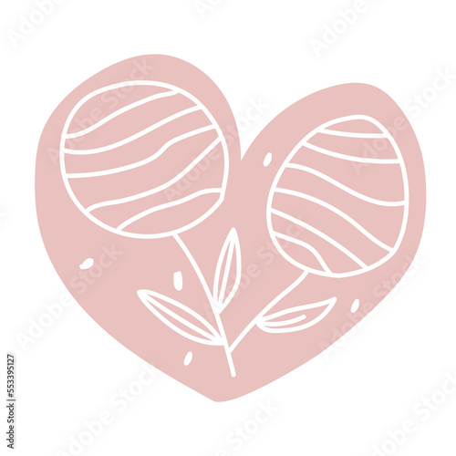 pink heart with flowers