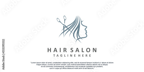Hair salon icon logo design with concept modern Premium Vector