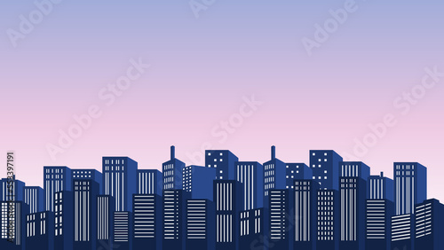 Vector building silhouette background with many malls in urban suburbs