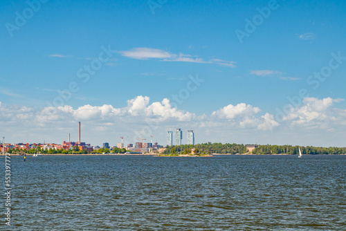 Panoramic view of Helsinki from the sea and Suomenlinna Fortress. photo