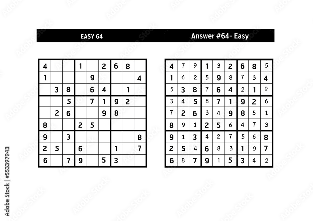 Sudoku puzzle game.Sudoku puzzle with a solution - EASY LEVEL Sudoku puzzle game.Sudoku puzzle with a solution - EASY LEVEL