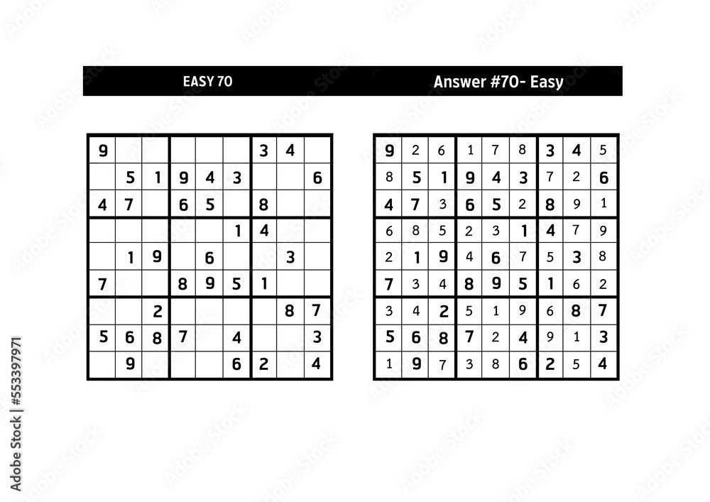Sudoku puzzle game.Sudoku puzzle with a solution - EASY LEVEL Sudoku puzzle game.Sudoku puzzle with a solution - EASY LEVEL
