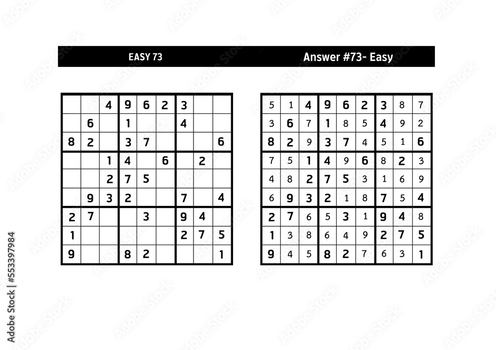 Sudoku puzzle game.Sudoku puzzle with a solution - EASY LEVEL Sudoku puzzle game.Sudoku puzzle with a solution - EASY LEVEL