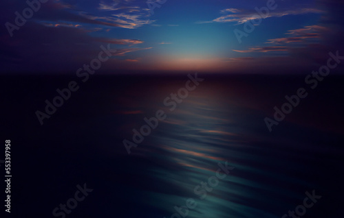 Breathtaking watercolor image of the sea at sunset, featuring a peaceful atmosphere © The Stock Guy