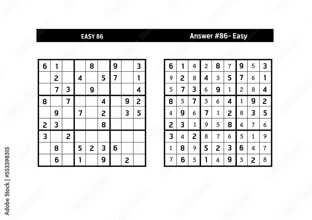 Sudoku puzzle game.Sudoku puzzle with a solution - EASY LEVEL Sudoku puzzle game.Sudoku puzzle with a solution - EASY LEVEL