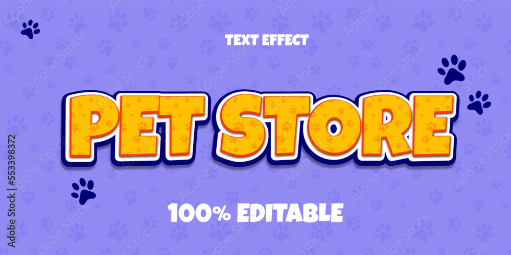 pet store text effect premium vector	