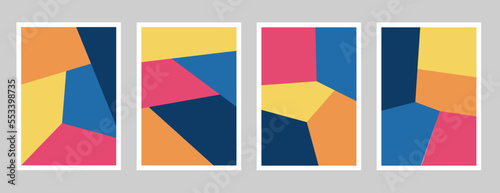 Set of abstract poster colorful geometric shapes. Primitive blocks suprematism style. Modern vector illustration