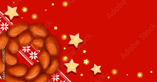 Christmas bread.Ukrainian cuisine. Kalach. Round braided bread for Christmas.