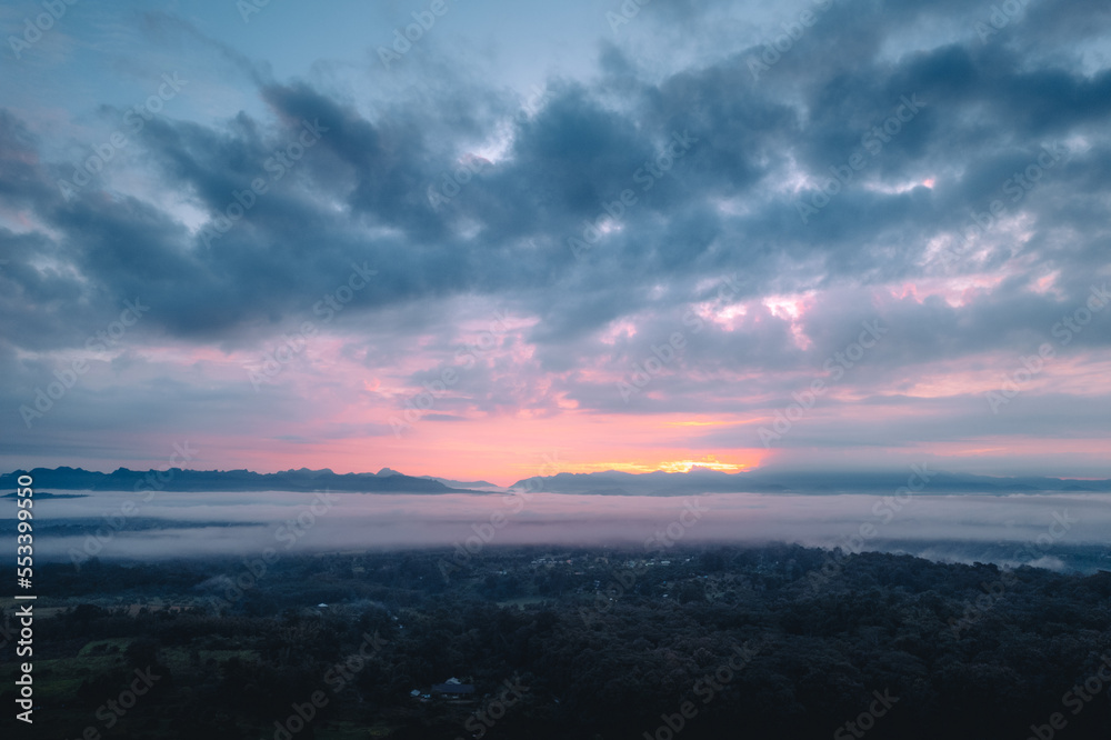 Mountains and fog in the morning