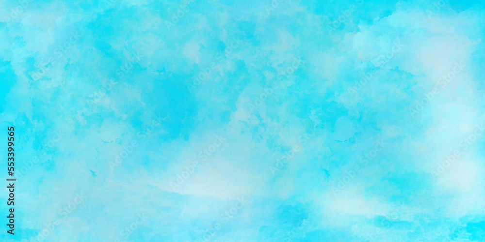 Abstract watercolor background . Grunge wallpaper  of blue sky with white clouds . 