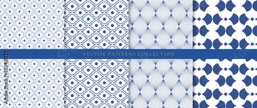 Set of Chinese patterns background vector. Abstract geometric shape, grid vector patterns and swatches. Luxury oriental wallpaper design for fabric, wallpaper, banners, prints and wall arts.