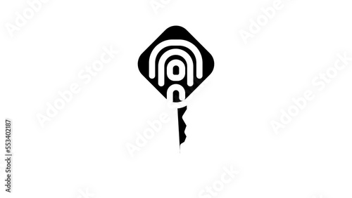 key with fingerprint scanner glyph icon animation photo