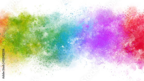 カラフルな水彩の筆の跡。飛沫、帯。