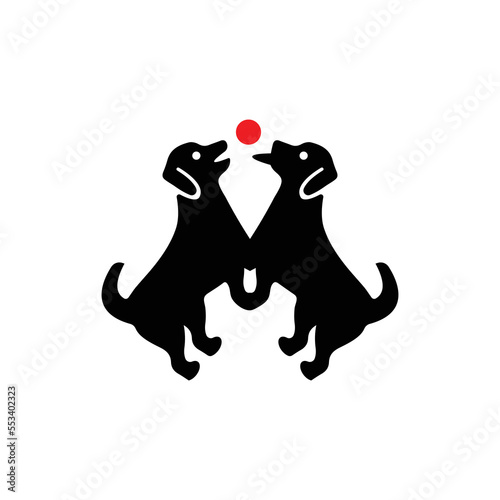 Two dog  animal logo design . icon logo . silhouette logo 