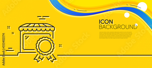 Best market line icon. Abstract yellow background. Certified store sign. Retail marketplace award symbol. Minimal best market line icon. Wave banner concept. Vector