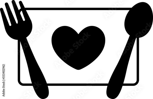 Romantic Dinner spoon fork Icon Elements Glyph Semi Solid Black and White Style