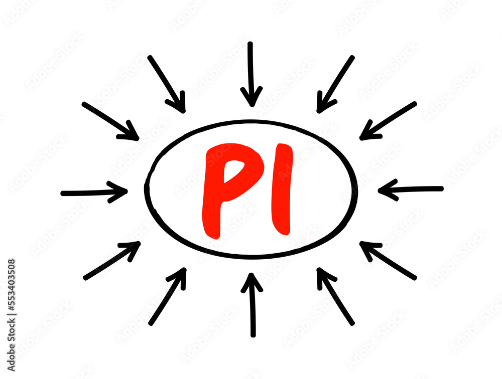 PI Professional Indemnity (insurance coverage) - protects you against claims for loss or damage made by clients or third parties, acronym text concept with arrows PI Professional Indemnity (insurance coverage) - protects you against claims for loss or damage made by clients or third parties, acronym text concept with arrows
