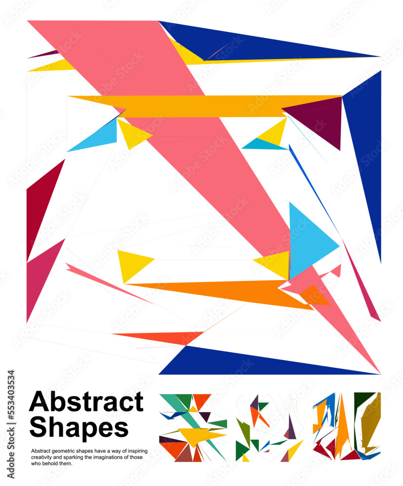 Colorful abstract shapes geometric set. Grid with color shapes. Modern abstract promotional flyer background illustration. Template poster, brochure pattern