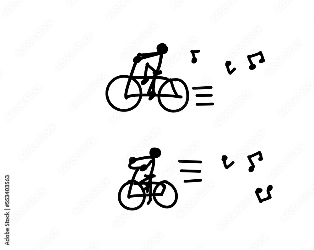 Fototapeta premium 自転車に乗る人物 シルエット