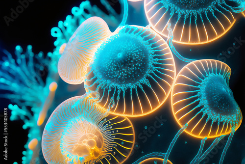 Macro illustration of Bioluminescent organisms