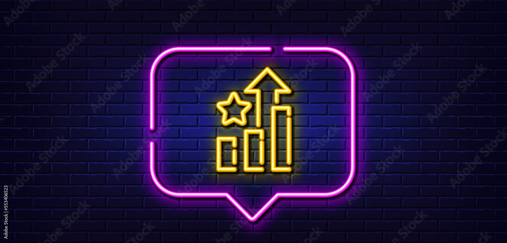 Neon light speech bubble. Ranking star line icon. Stars rating sign. Best stats rank symbol. Neon light background. Ranking stars glow line. Brick wall banner. Vector Neon light speech bubble. Ranking star line icon. Stars rating sign. Best stats rank symbol. Neon light background. Ranking stars glow line. Brick wall banner. Vector